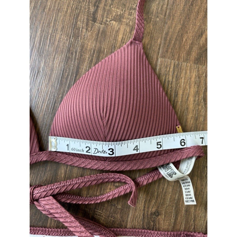 PINK Victoria's Secret Mauve Ribbed Lined Adjustable Bikini Set Size S - Picture 4 of 8
